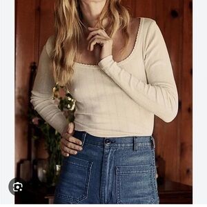 NWT Doen Romy Pointelle Tee in Salt - Small